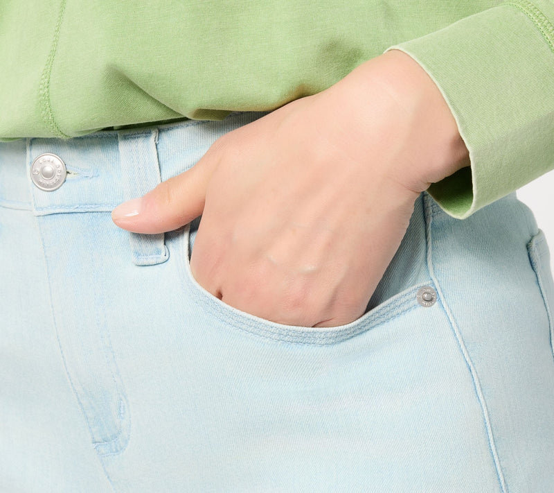 LOGO by Lori Goldstein Regular Indigo Denim Long Shorts — View 6