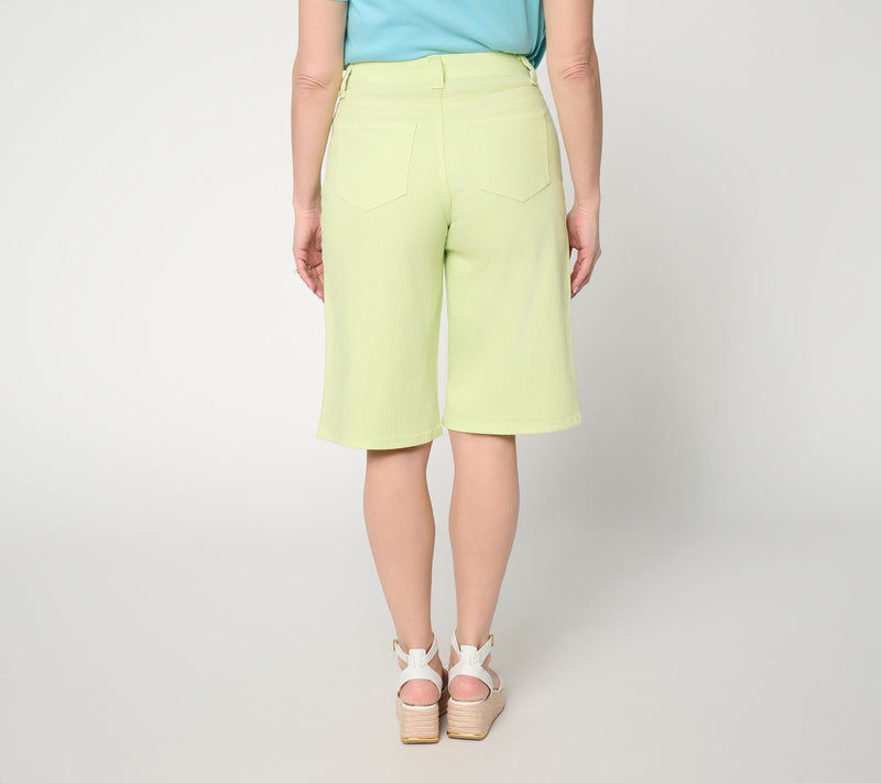 LOGO by Lori Goldstein Petite Color Denim Long Shorts — View 8
