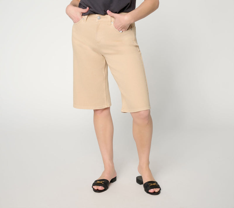 LOGO by Lori Goldstein Petite Color Denim Long Shorts — Main view