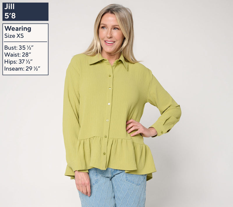 Attitudes by Renee Textured Woven Ruffle Top — View 3