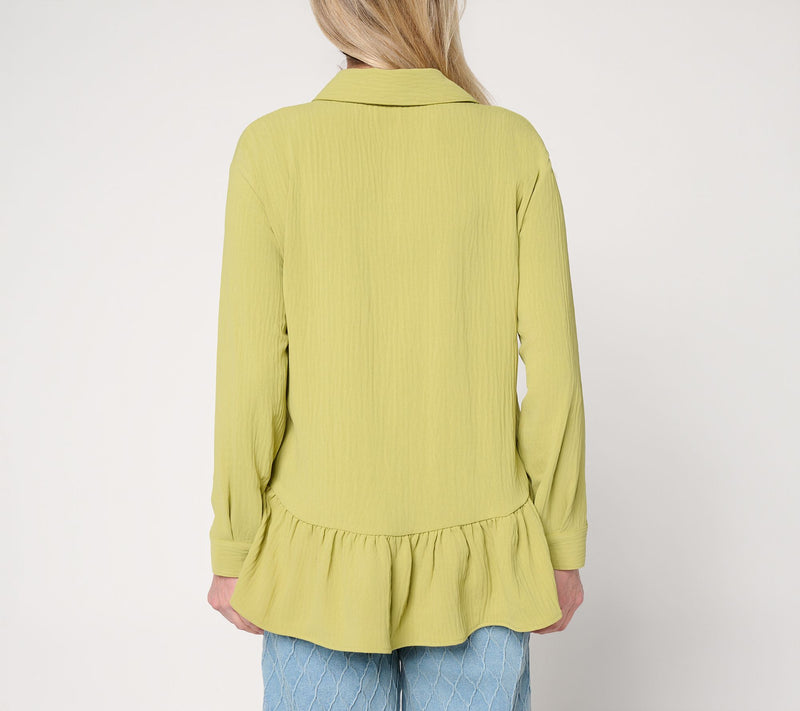Attitudes by Renee Textured Woven Ruffle Top — View 4