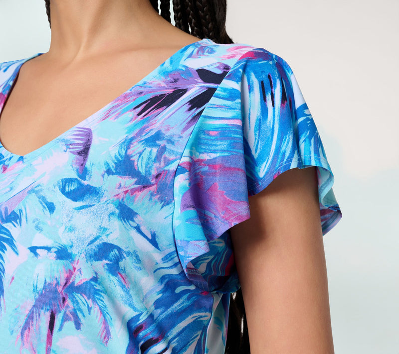 Attitudes by Renee Como Jersey Flutter Sleeve Top — View 6