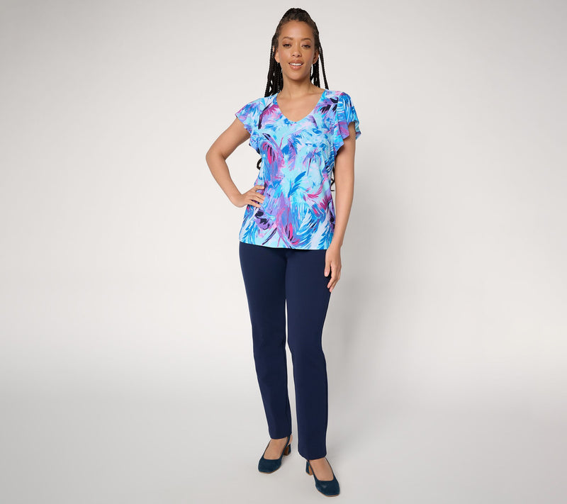 Attitudes by Renee Como Jersey Flutter Sleeve Top — View 5