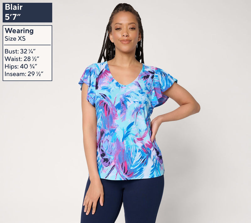 Attitudes by Renee Como Jersey Flutter Sleeve Top — View 3