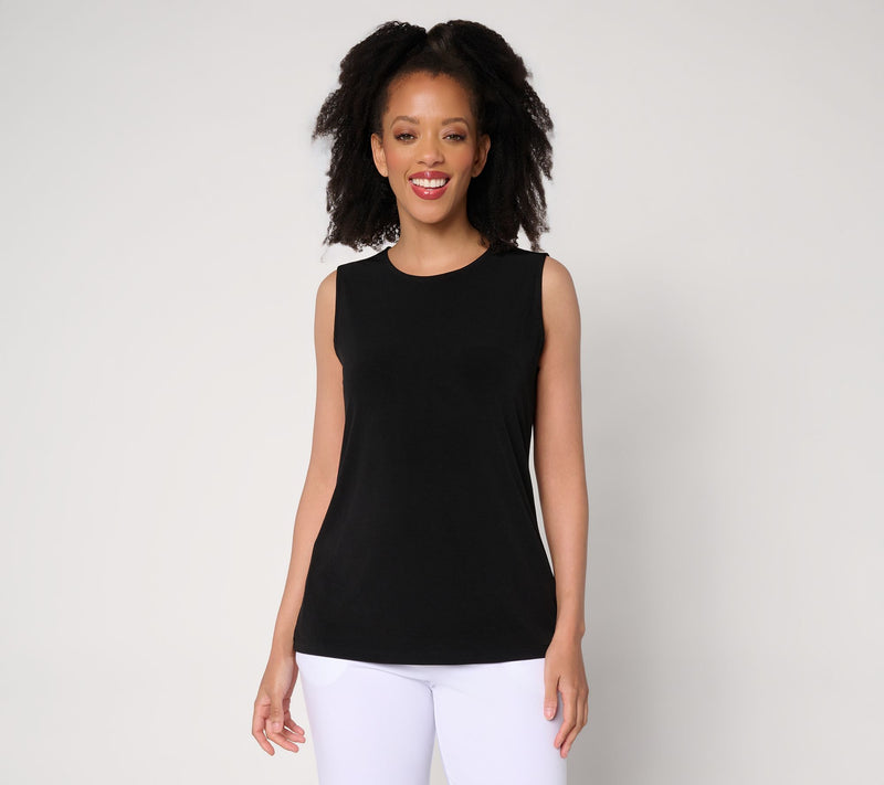 Susan Graver Essential Liquid Knit Crew Neck Sleeveless Top — View 11