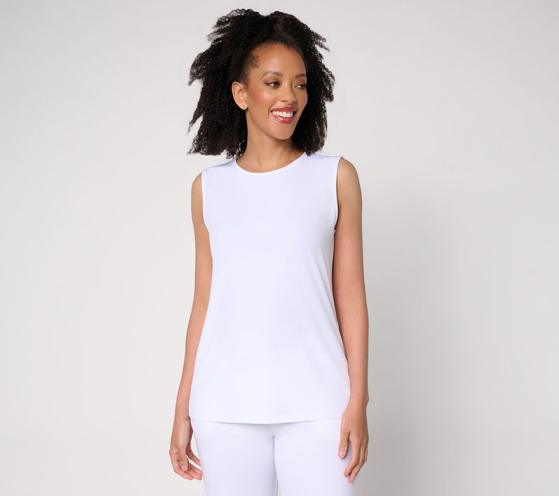 Susan Graver Essential Liquid Knit Crew Neck Sleeveless Top — View 12