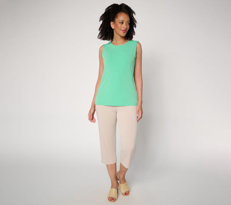 Susan Graver Essential Liquid Knit Crew Neck Sleeveless Top — View 4