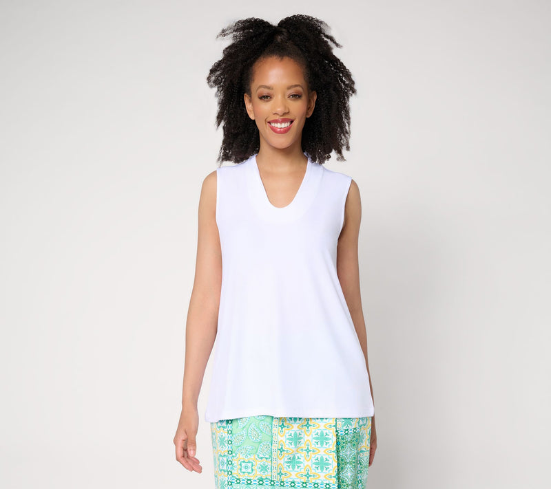 Susan Graver Essentials Liquid Knit Voop-Neck A-Line Top — View 12