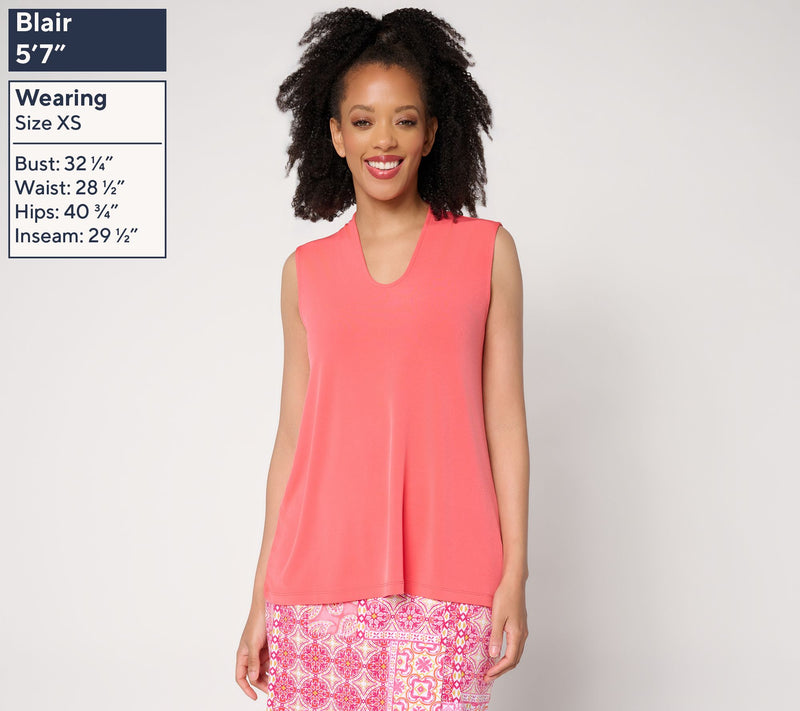 Susan Graver Essentials Liquid Knit Voop-Neck A-Line Top — View 2