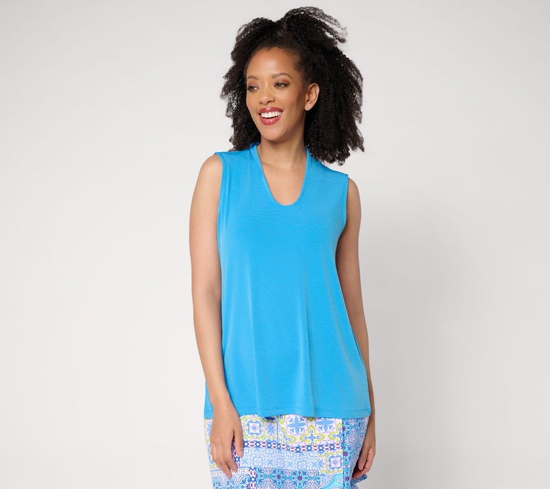 Susan Graver Essentials Liquid Knit Voop-Neck A-Line Top — View 15