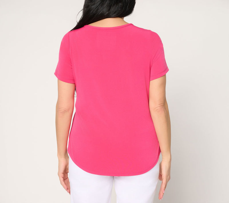 Susan Graver Essentials Liquid Knit Square Neck Top — View 4