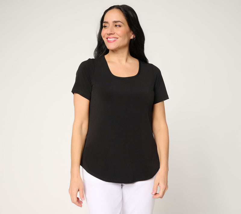 Susan Graver Essentials Liquid Knit Square Neck Top — View 12