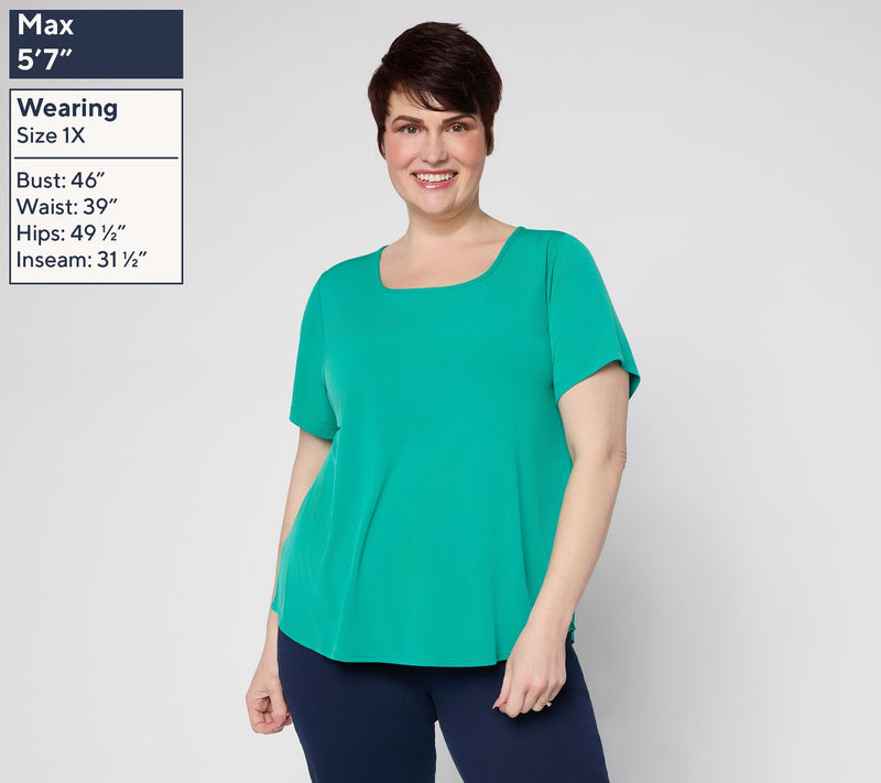 Susan Graver Essentials Liquid Knit Square Neck Top — View 2