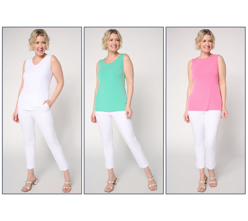 Susan Graver Essentials Liquid Knit Set of 3 Tank Tops — View 13