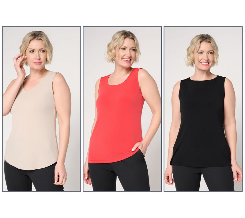 Susan Graver Essentials Liquid Knit Set of 3 Tank Tops — View 7