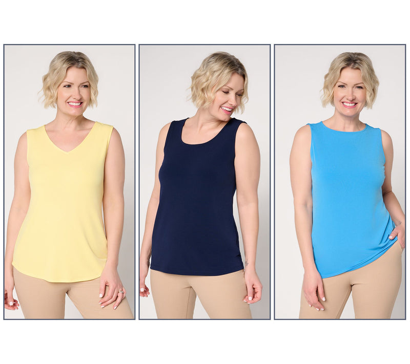Susan Graver Essentials Liquid Knit Set of 3 Tank Tops — View 5