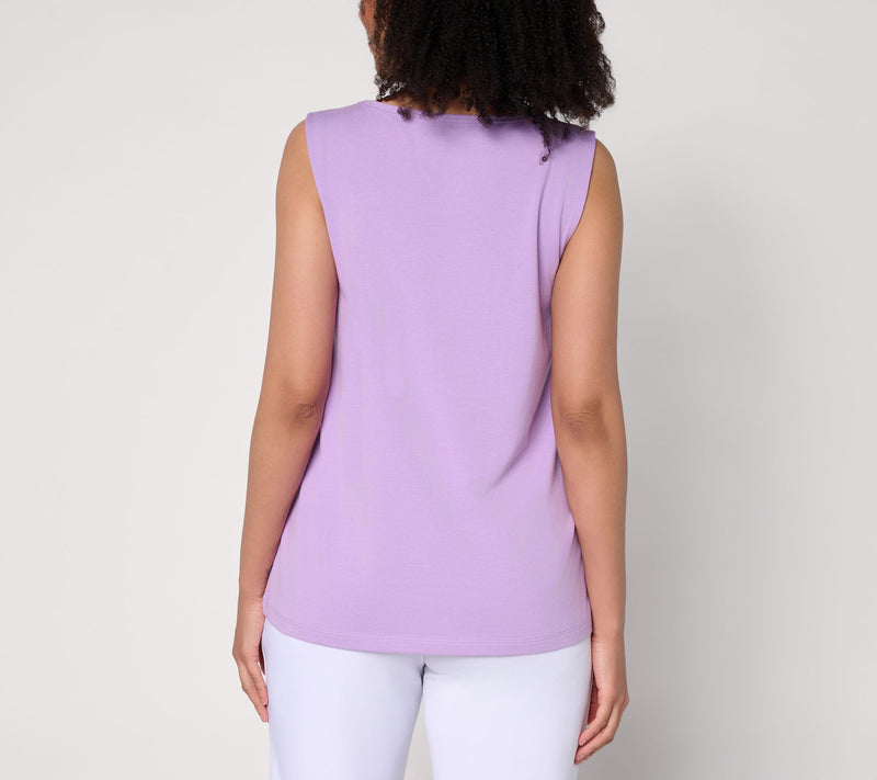 Susan Graver Essentials Comfy Cotton Square Neck Tank — View 3
