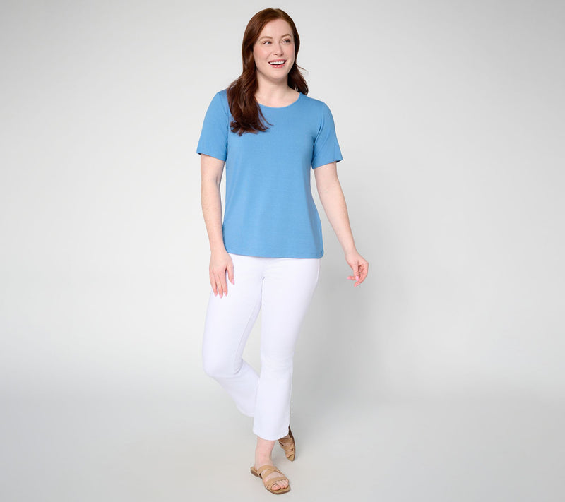 Susan Graver Essentials Rayon Allure Knit Short Sleeve Top — View 4