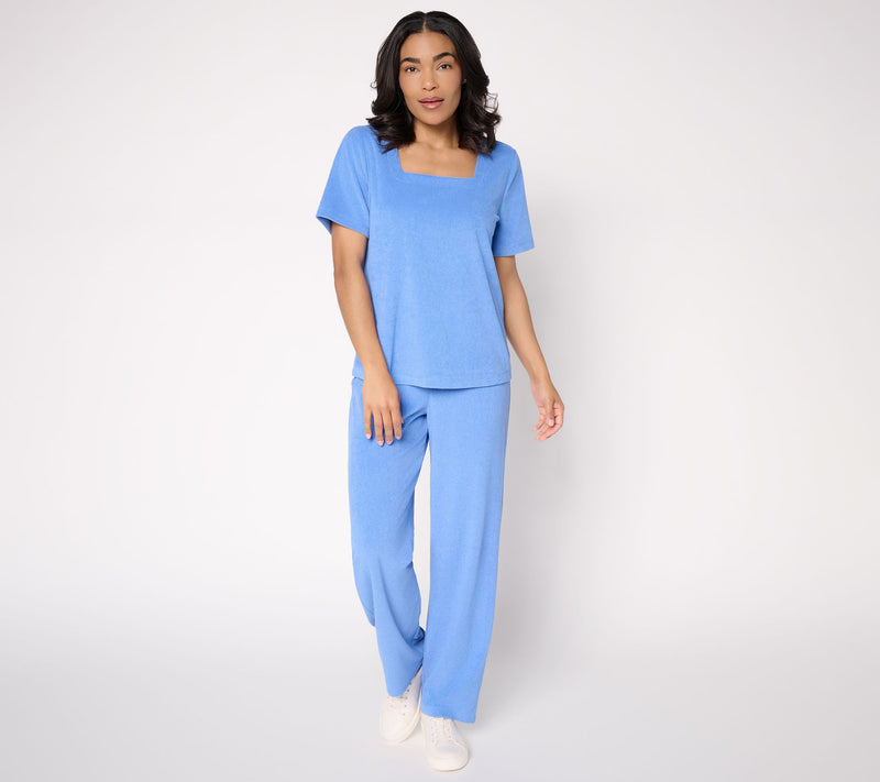 Susan Graver Weekend Terry Square-Neck Cap Sleeve Top — View 7