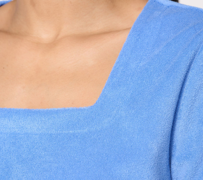 Susan Graver Weekend Terry Square-Neck Cap Sleeve Top — View 8