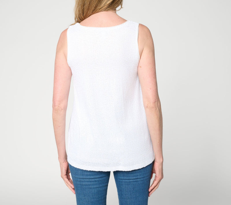 Susan Graver Sequin Knit Lined Scoop Neck Sleeveless Top — View 4