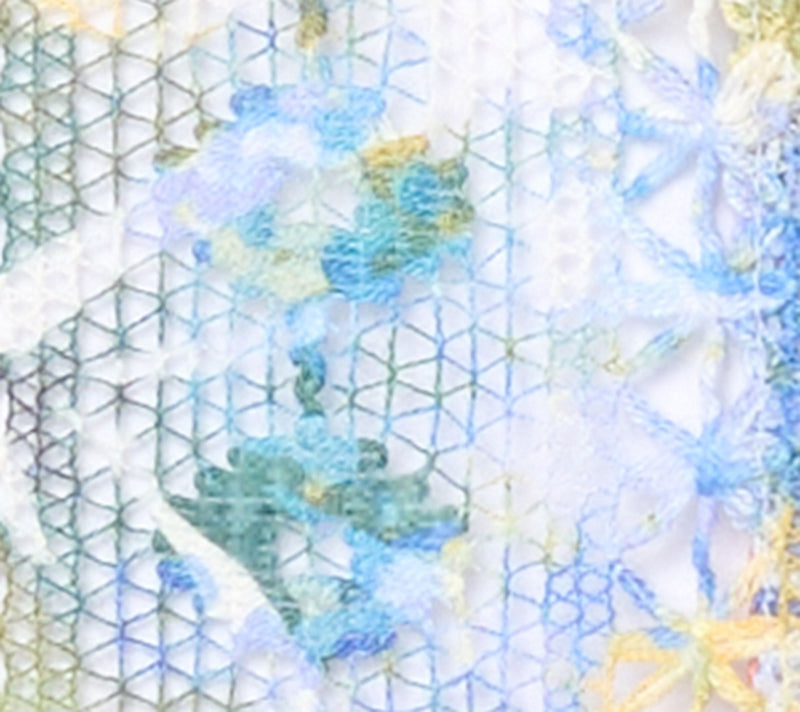 Susan Graver Printed Lace Button Front Camp Shirt — View 8