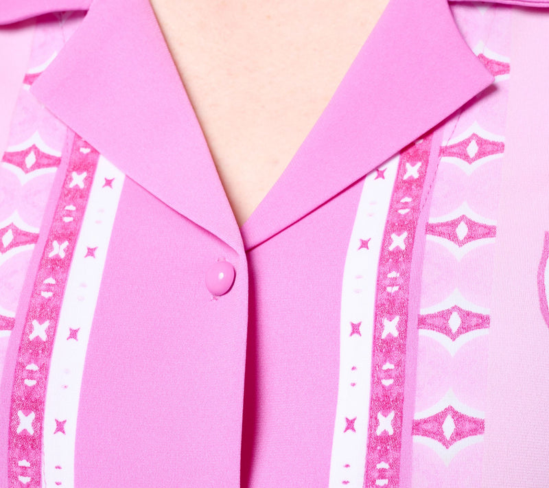 Susan Graver Printed Liquid Knit Button Front Camp Shirt — View 6