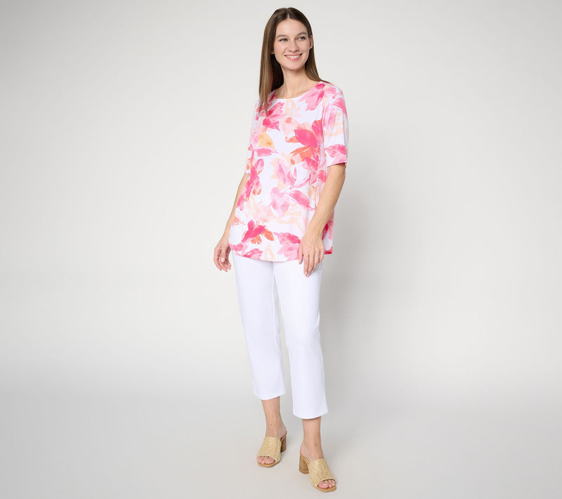 Susan Graver Petite Printed Liquid Knit Tunic with Shorttail Hem — View 13
