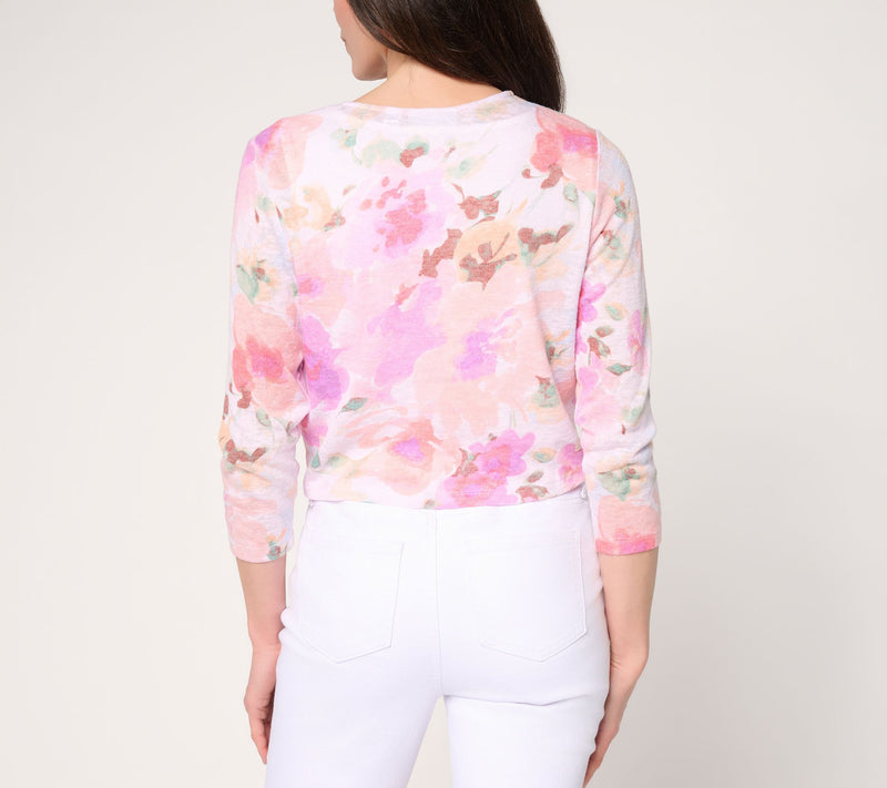 Susan Graver Printed Sweater Knit 3/4 Sleeve Shrug — View 4
