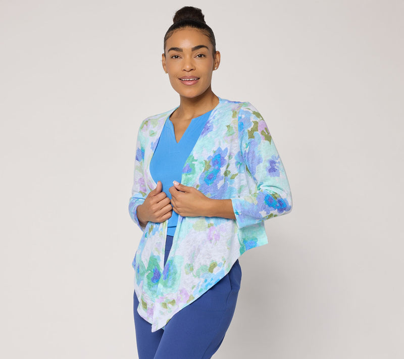 Susan Graver Printed Sweater Knit 3/4 Sleeve Shrug — View 11