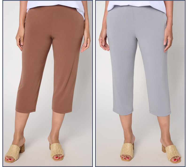 Susan Graver Essentials Regular Liquid Knit Set of 2 Capri Pants — View 14