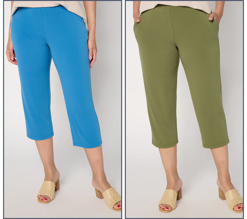 Susan Graver Essentials Petite Liquid Knit Set of 2 Capri Pants — View 9