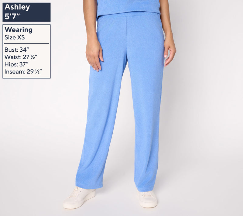 Susan Graver Weekend Regular Terry Straight Leg Pants with On-Seam Pockets — View 3