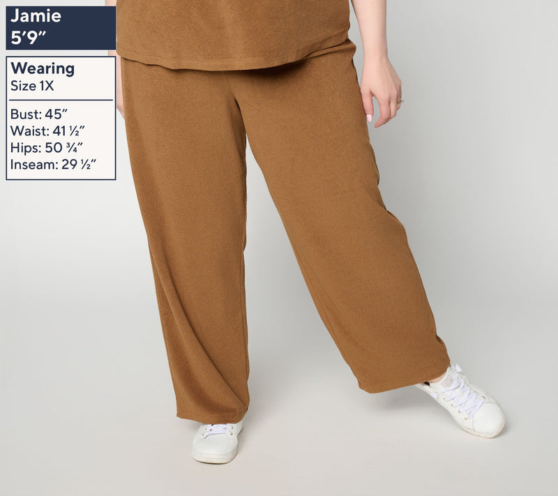 Susan Graver Weekend Regular Terry Straight Leg Pants with On-Seam Pockets — View 2