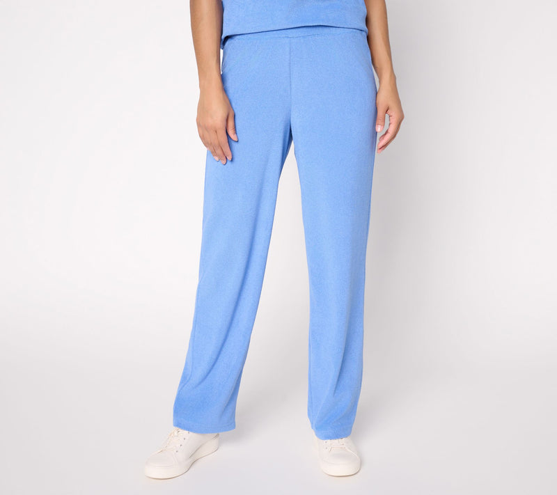 Susan Graver Weekend Regular Terry Straight Leg Pants with On-Seam Pockets — Main view