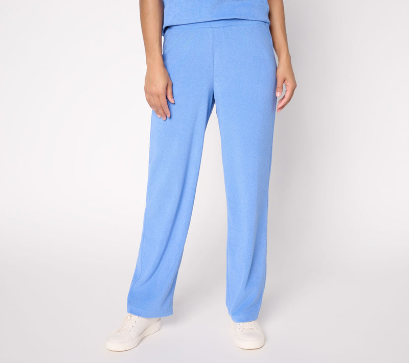 Susan Graver Weekend Petite Terry Straight Leg Pants with On-Seam Pockets — View 12