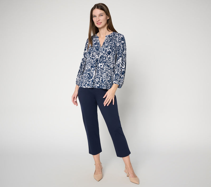 Susan Graver Regular Cotton Ponte Straight Leg Pull-On Crop Pant — View 5