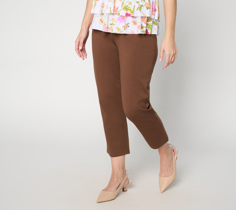 Susan Graver Regular Cotton Ponte Straight Leg Pull-On Crop Pant — View 14