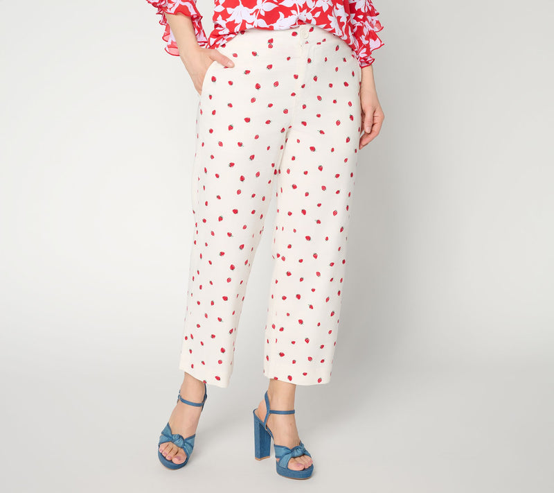Susan Graver Weekend Regular Printed Stretch Woven Wide Leg Crop Pants — View 4