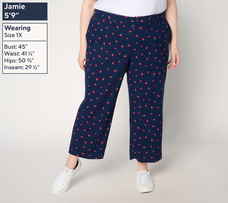 Susan Graver Weekend Petite Printed Stretch Woven Wide Leg Crop Pants — View 7