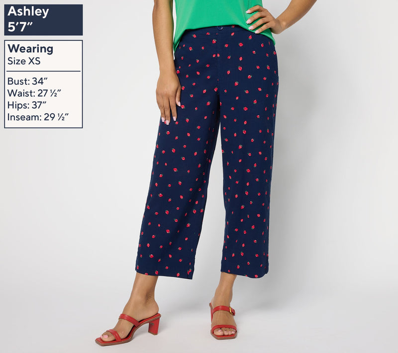 Susan Graver Weekend Petite Printed Stretch Woven Wide Leg Crop Pants — View 8