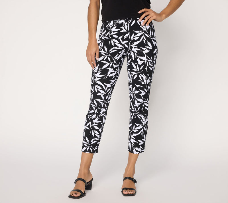 Susan Graver Weekend Regular Printed Premium Stretch Crop Pants — View 3