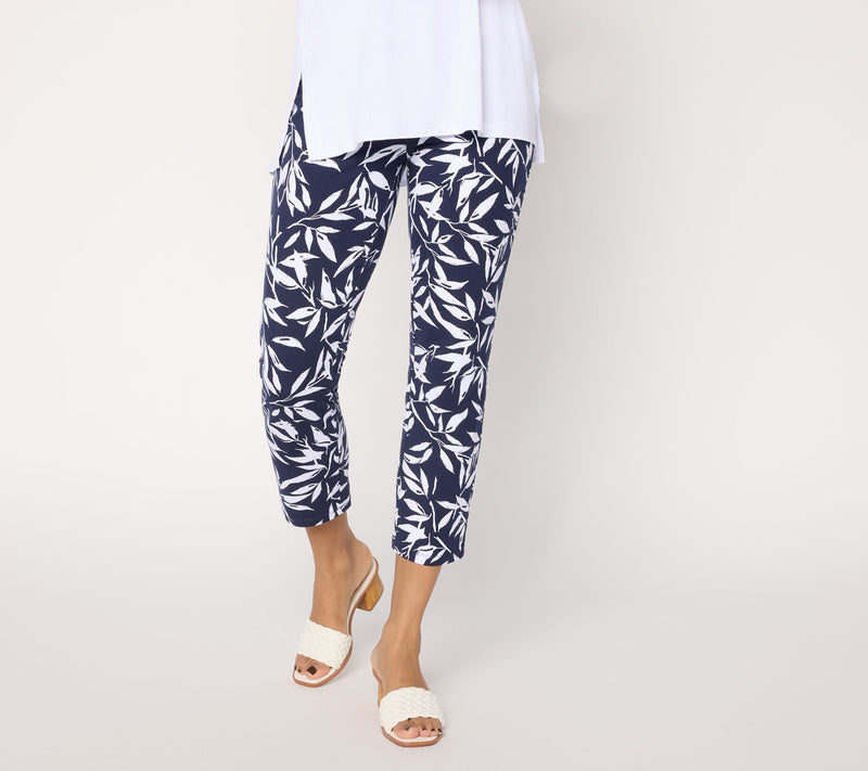 Susan Graver Weekend Pettite Printed Premium Stretch Crop Pants — View 5