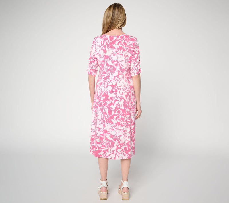 Susan Graver Regular Printed Liquid Knit Fit & Flare Midi Dress — View 4
