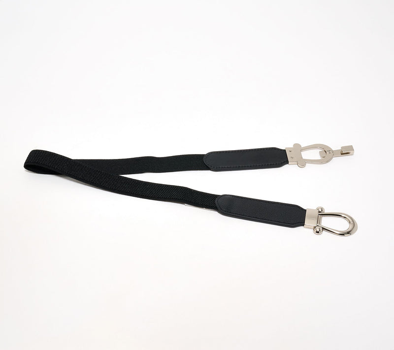 Susan Graver Elastic & Faux Leather Belt with Metal Closure — View 4