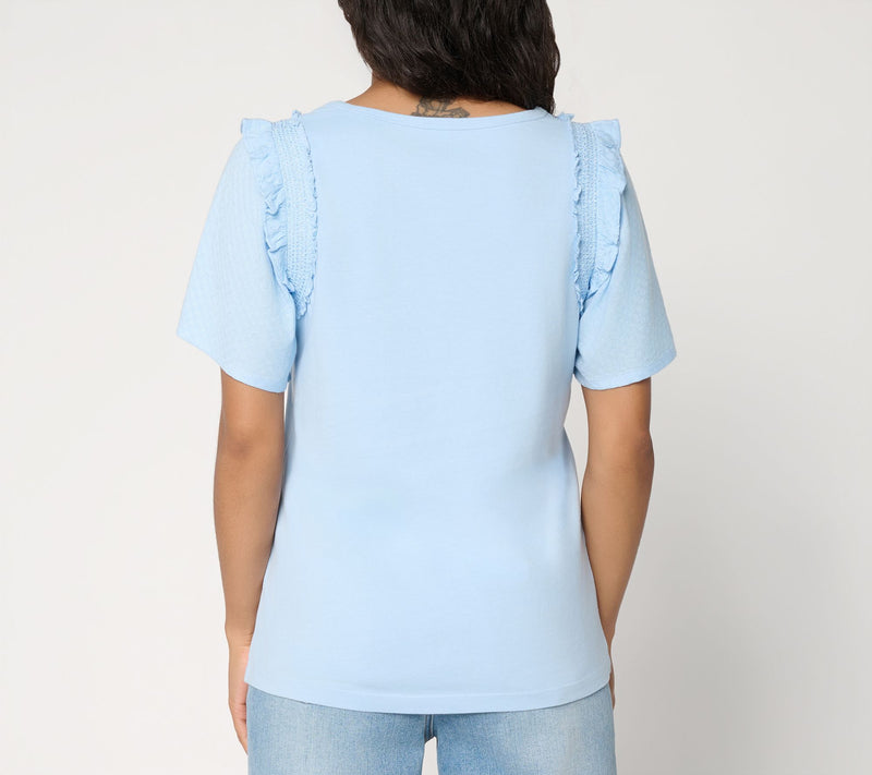 AnyBody Mixed Media Smocked Sleeve Top — View 10