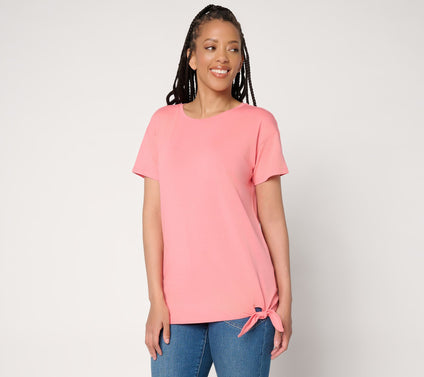 AnyBody Cozy Knit Jersey All-Star Side Tie Tee