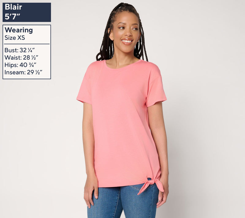 AnyBody Cozy Knit Jersey All-Star Side Tie Tee — View 2