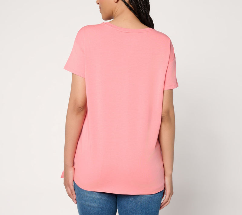 AnyBody Cozy Knit Jersey All-Star Side Tie Tee — View 3