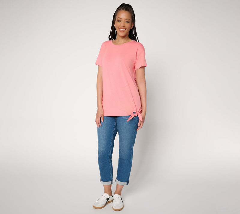 AnyBody Cozy Knit Jersey All-Star Side Tie Tee — View 4